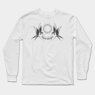 Two Swallow Birds Holds Banner Long Sleeve T-Shirt